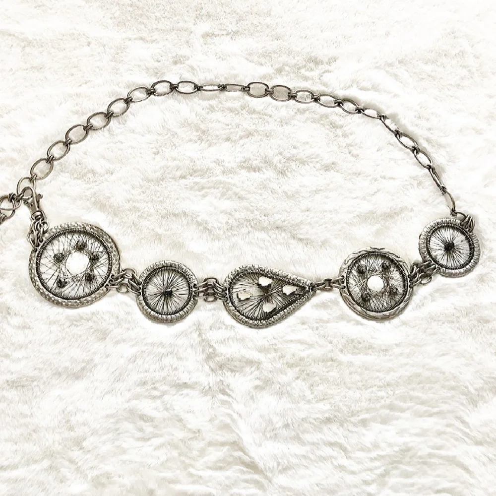 CHICO’S DREAMCATCHER Metal Chain Belt W/ Rhinestones Cowgirl Boho Artsy Hippie - Picture 1 of 8